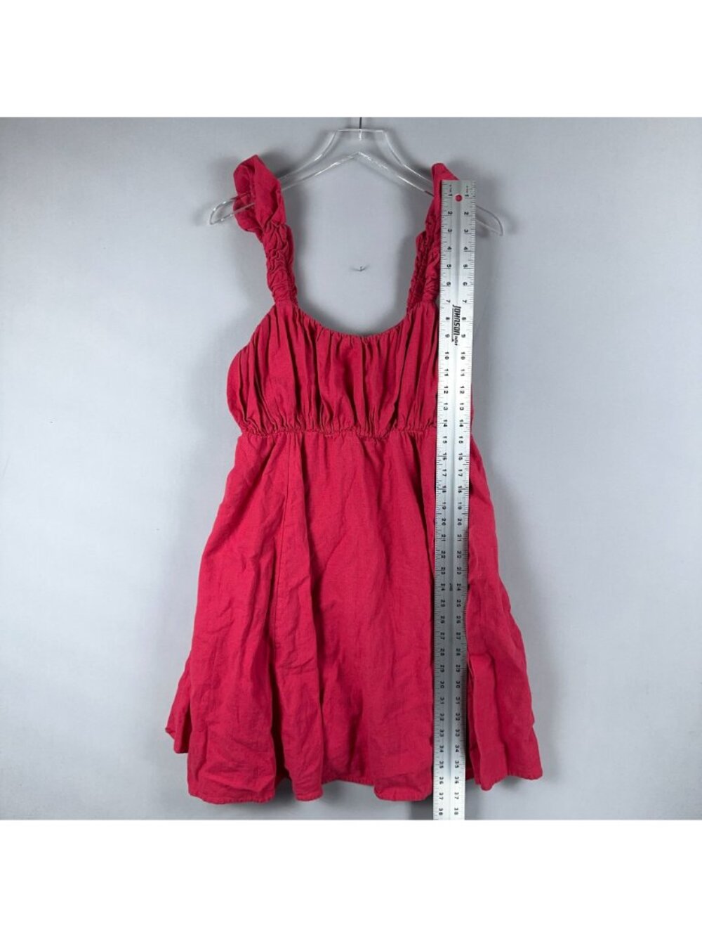 Abercrombie & Fitch Dress Size XLT Pink Ruffle-Strap Linen Neck Square Sundress - Picture 8 of 10